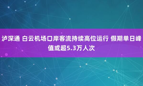 泸深通 白云机场口岸客流持续高位运行 假期单日峰值或超5.3万人次